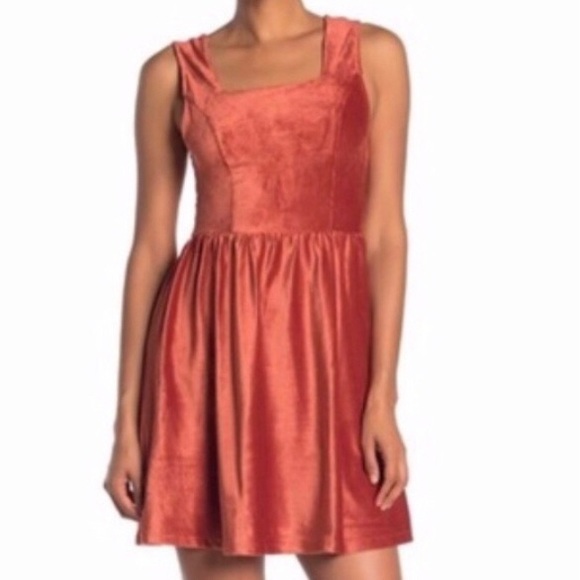 Good Luck Gem Dresses & Skirts - Good Luck Gem Square Neck Cord Rust Mini Dress S M